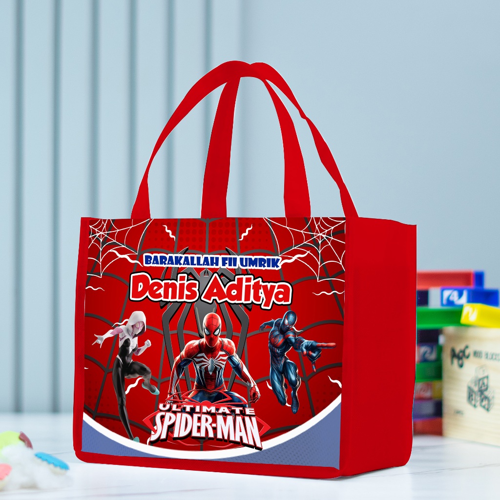 

Goodie Bag Tenteng Spiderman Custom Nama Anak,Tas Ulang Tahun Custom Landscape