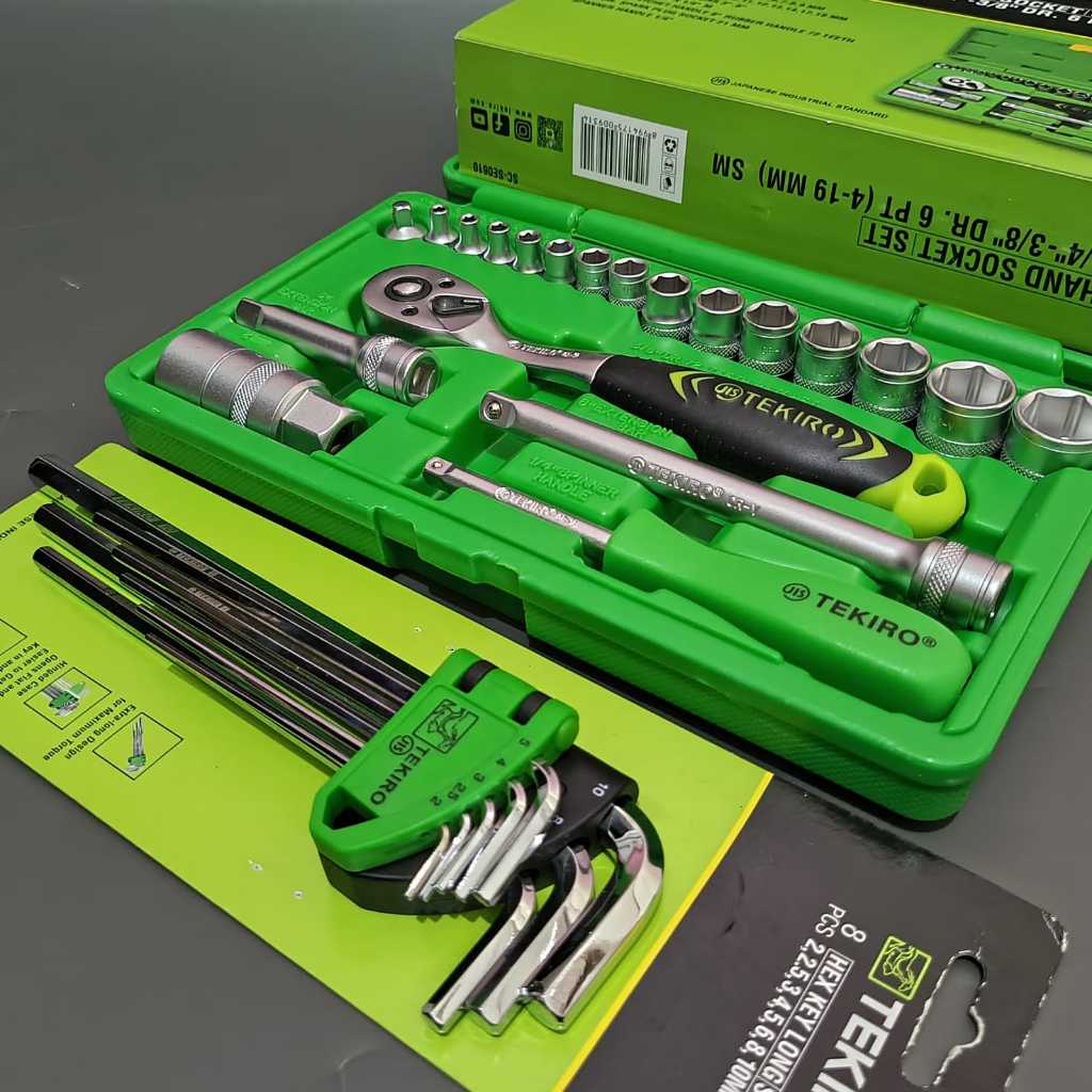 Paket kunci shock set tekiro 21 Pcs hand socket wrench + kunci l tekiro 1 set lengkap ori