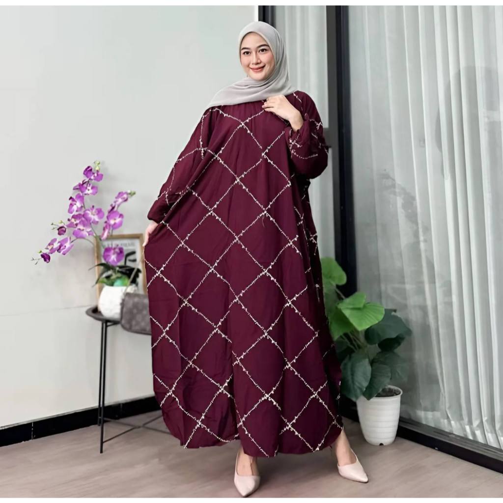 Daily Kaftan Rayon Premium by RIkha.id Home Dress Kaftan Simple Jumbo Ld 170 cm Busui Daster Kaftan