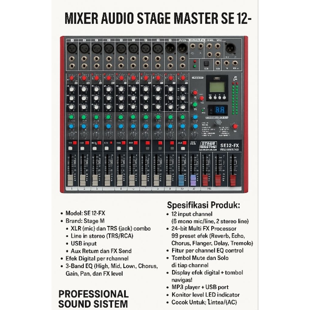 MIXER SE 12FX STAGE MASTER / MIXER STAGE MASTER / MIXER 12 CHANEL