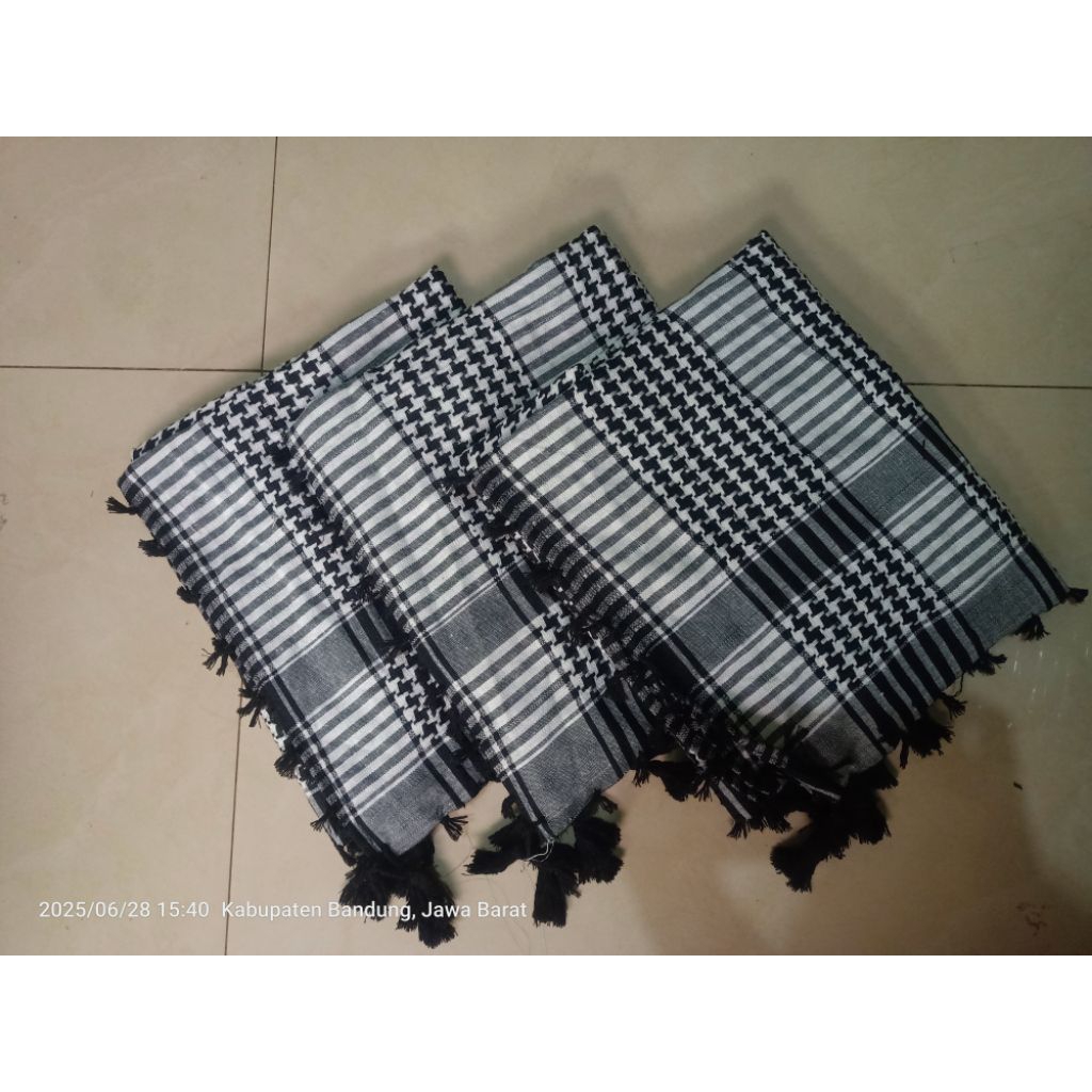 Grosir Isi 10pcs Sorban Kuncir Palestina Hitam Putih, Sorban Arab Sorban Ronce Jagung Kotak-Kotak Hi