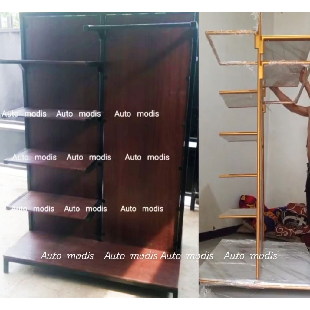 GAWANG BAJU DISPLAY RAK PAKAIAN TIANG GANTUNGAN PAJANGAN EMAS GOLD ROSEGOLD CUSTOM INTERIOR BRIDAL I