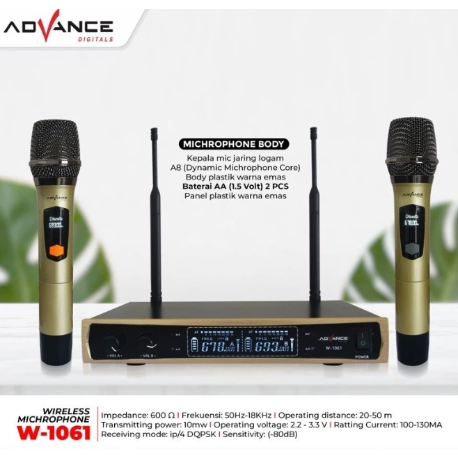 ADVANCE WIRELESS MICROPHONE W 1061 UHF WIRELESS
