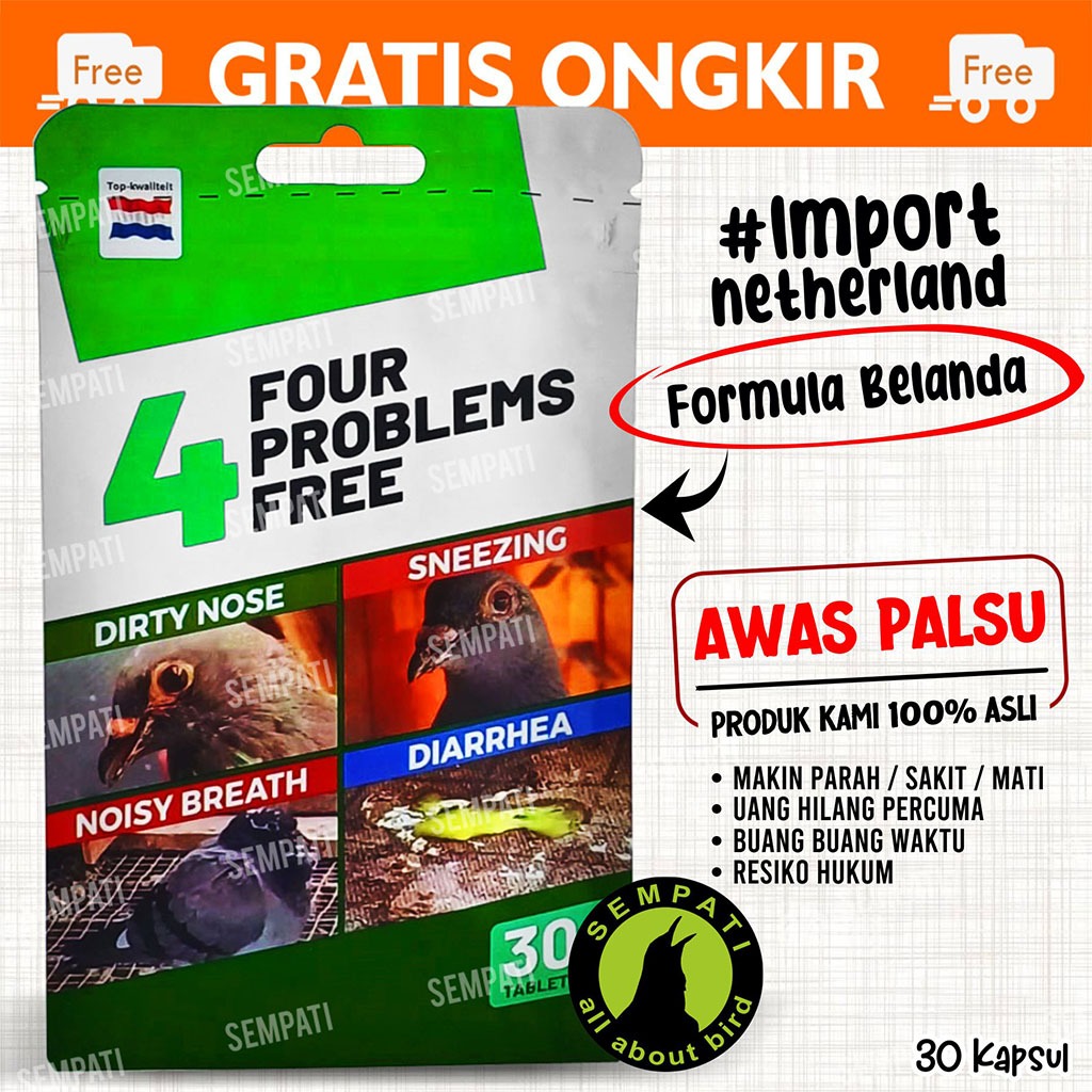 SEMPATI Obat Merpati Snot 4 Four Problems Free 30 Tablet Obat Burung Merpati Lomba Balap Kolong Pos 