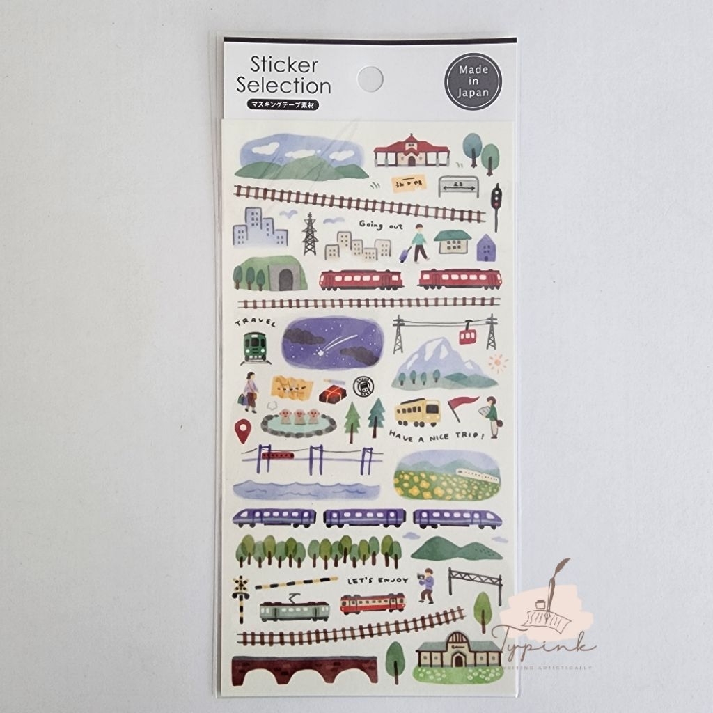 

GAIA MASKING TAPE STICKERS TRAVELLING TRAIN TREES JOURNALING PLANNER DIARY STICKER MADE IN JAPAN