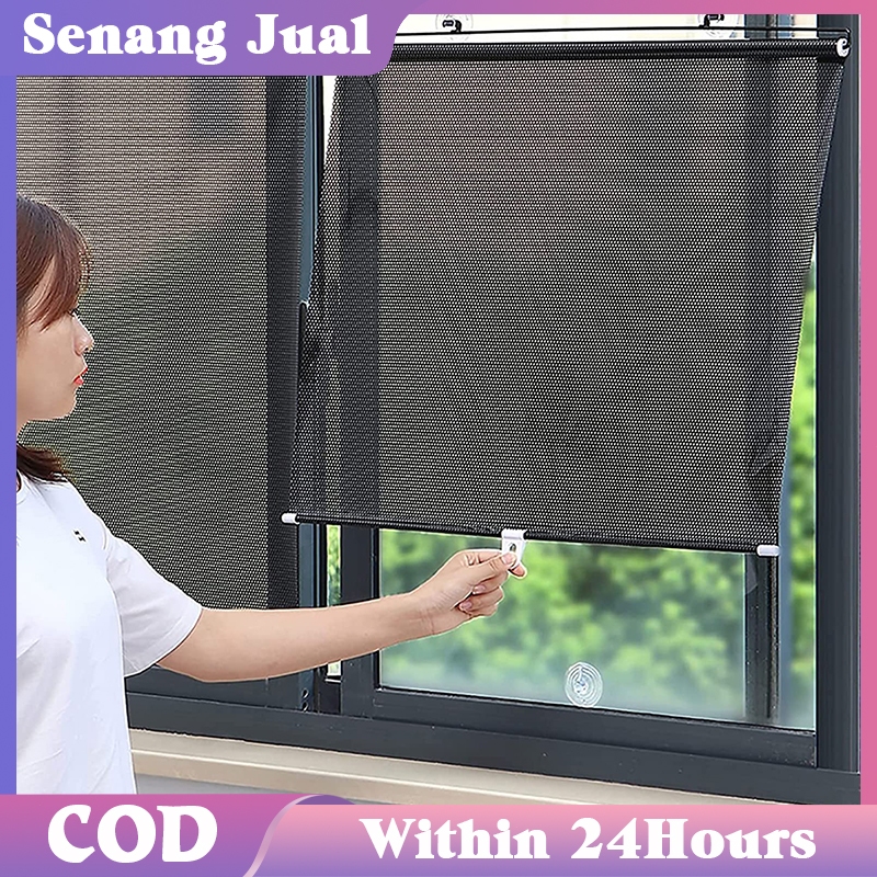 Tirai Antitembus Pandang / Roller Blind Jendela Tempel / Hitam Tirai Gulung 58*125cm