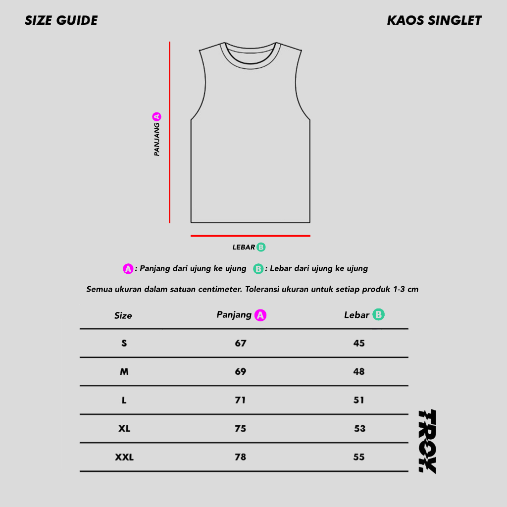 Troy Company Singlet Sleeveless Tshirt Royal Blue My Might - Kaos Tanpa Lengan Biru Benhur TS 3169