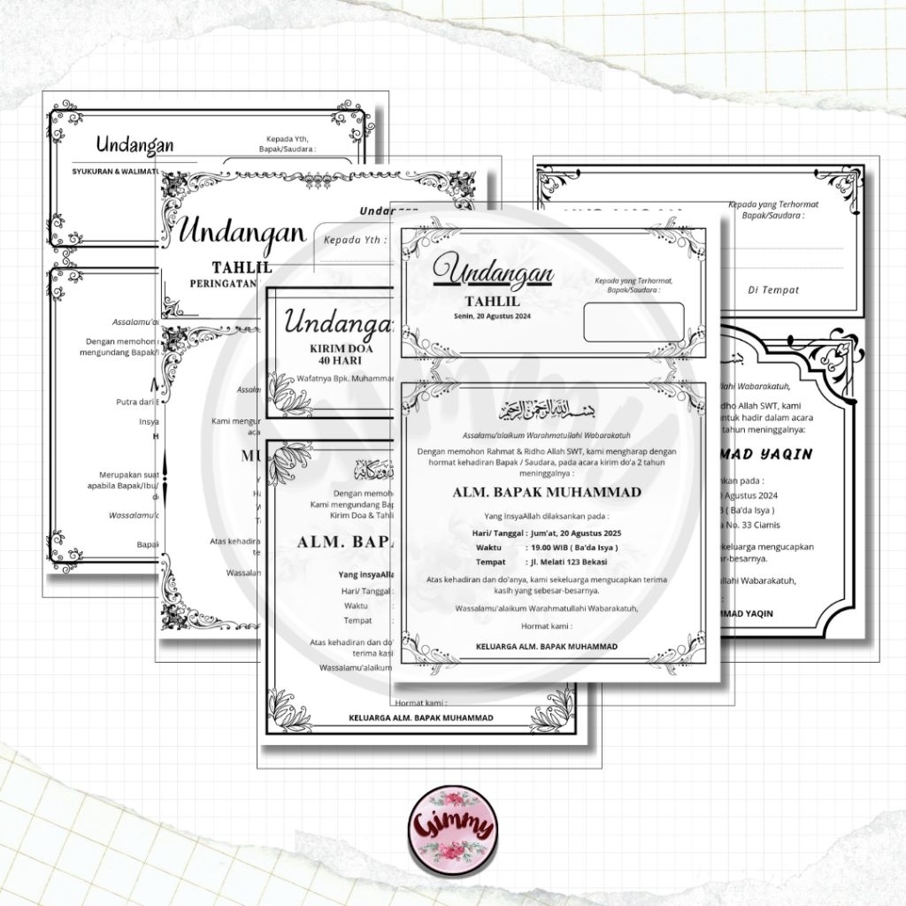 Undangan Murah Undangan Tahlil Undangan Yasinan Undangan Tasyakuran Ukuran A4 Ukuran Folio | by Gimm