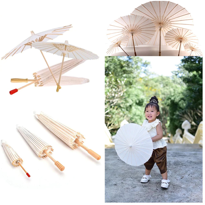 

Payung kertas DIY Ppayung lukis 20/40/60CM Diameter Putih Payung Lukis Polos