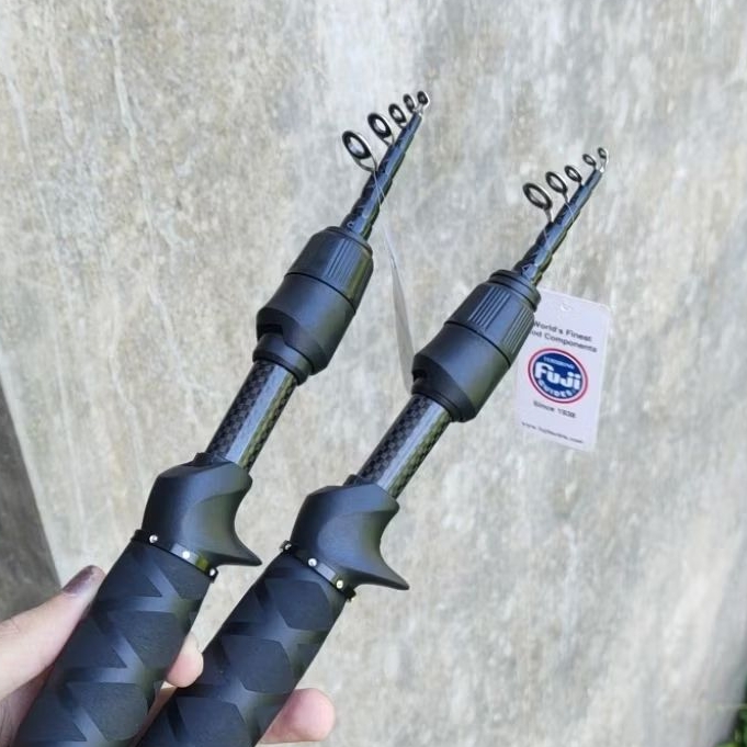 Joran Custom UL Telescopic BC/spinning - 200cm/170cm - full hitam Baitcasting/spinning rod Custom