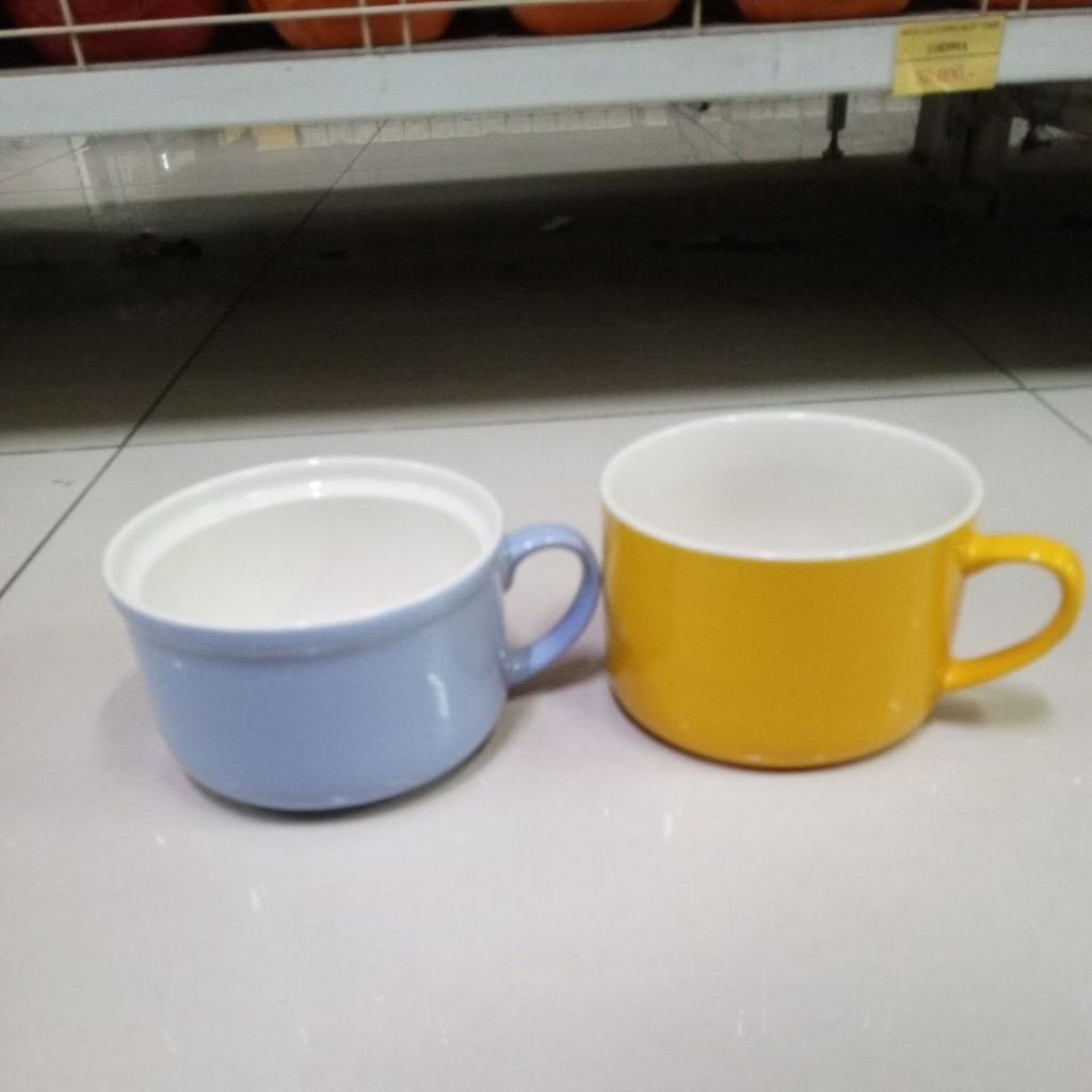 Mug Jumbo Keramik sebesar mangkok Mug Besar Kuning