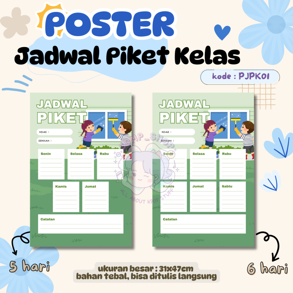 

A3+ 31x47cm Poster Jadwal Piket Kelas