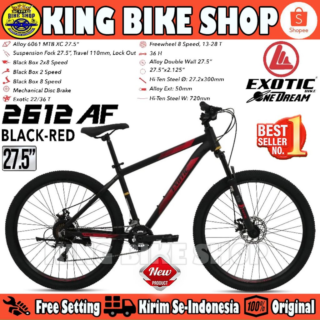 Sepeda Gunung MTB EXOTIC ET 2612 AF BY PACIFIC Ukuran 27.5 Inch Alloy 2X8 Speed Rem Cakram