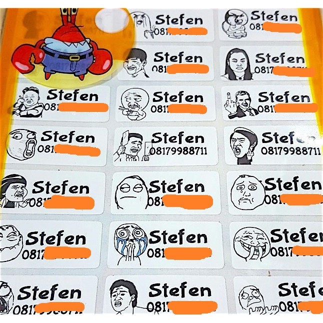 

Label Nama Anti Air Sticker Waterproof Meme