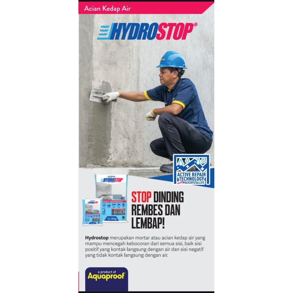 ACIAN KEDAP AIR MEREK AQUAPROOF TYPE HYDROSTOP KEMASAN 1DOS ISI 10PCS @2KG