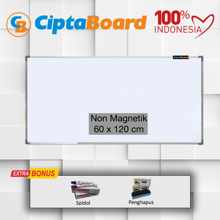 

Papan tulis / Whiteboard / Papan board / Mading / Whiteboard gantung Non magnet 60 x 120 cm