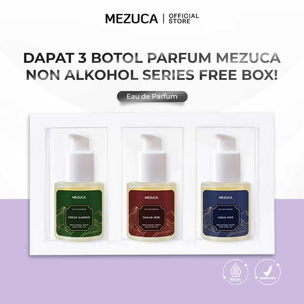 Dapat 3 Parfum MEZUCA Non Alkohol Pump Series 20mL Free Box Eau de Perfume Wangi Tahan Lama Unisex