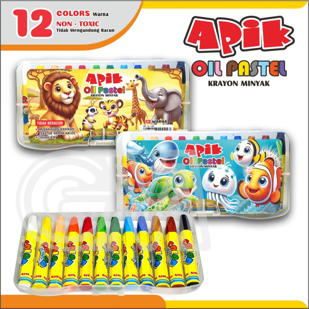 

Crayon Apik 12 warna / Oil Pastel Apik 12 Colors / Krayon Oil Pastel Apik 12 warna
