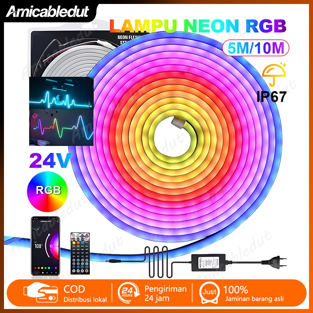 Lampu Neon Flex Running LED Remote 5M 10M Lampu Warna Warni LED