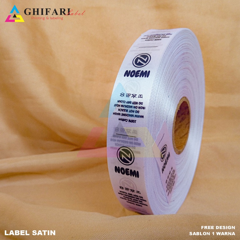 

label satin / satin putih / label baju / merek pakaian / label murah/ label washing