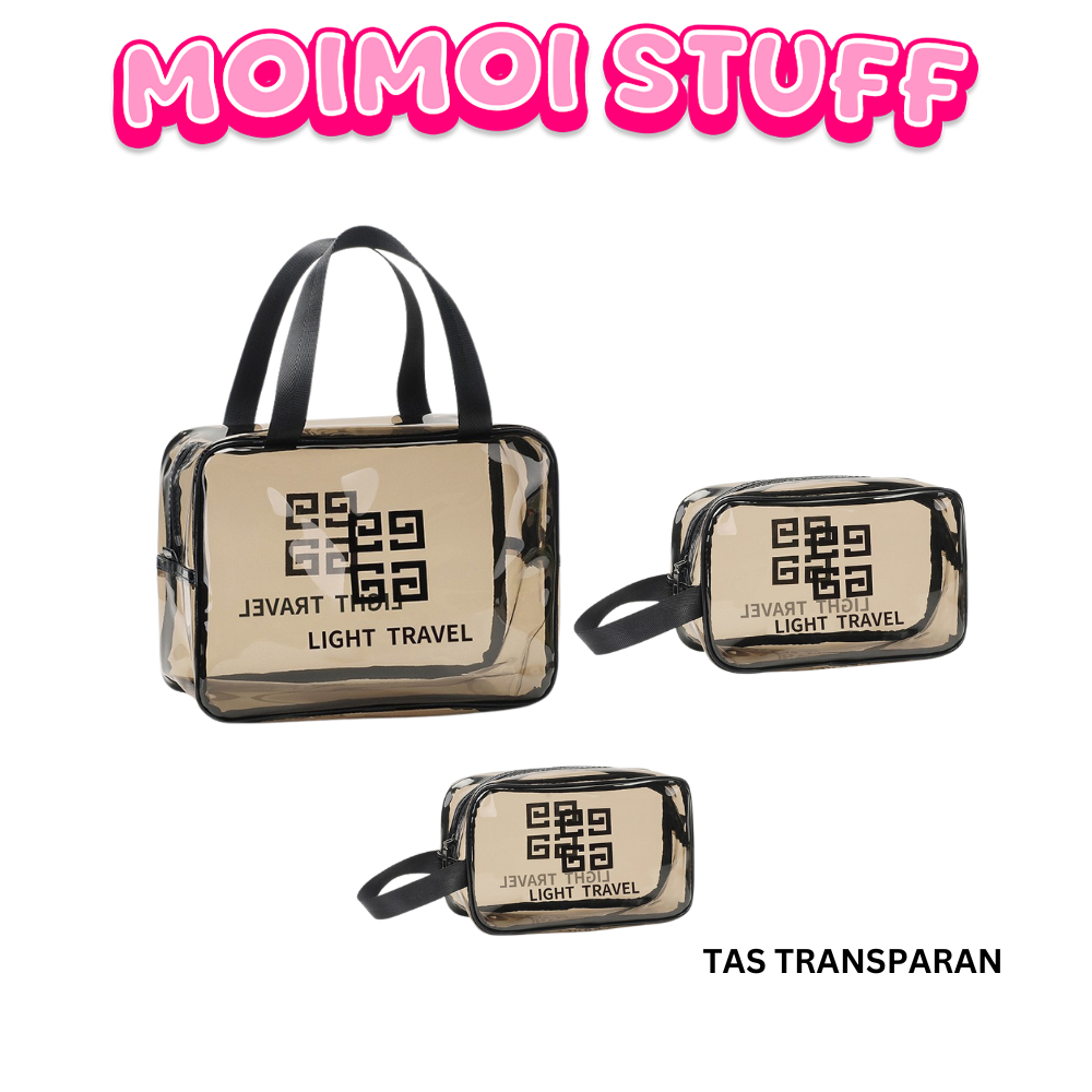 MM - TAS KOSMETIK TRANSPARANT H488 TRAVEL TRANSPARAN WASHBACK / POUCH KOSMETIK / TAS MAKE UP POUCH T