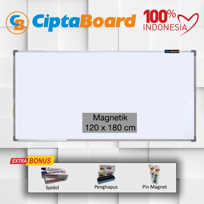 

Papan tulis / Whiteboard / Papan board / Mading / Cipta 120 x 180 cm