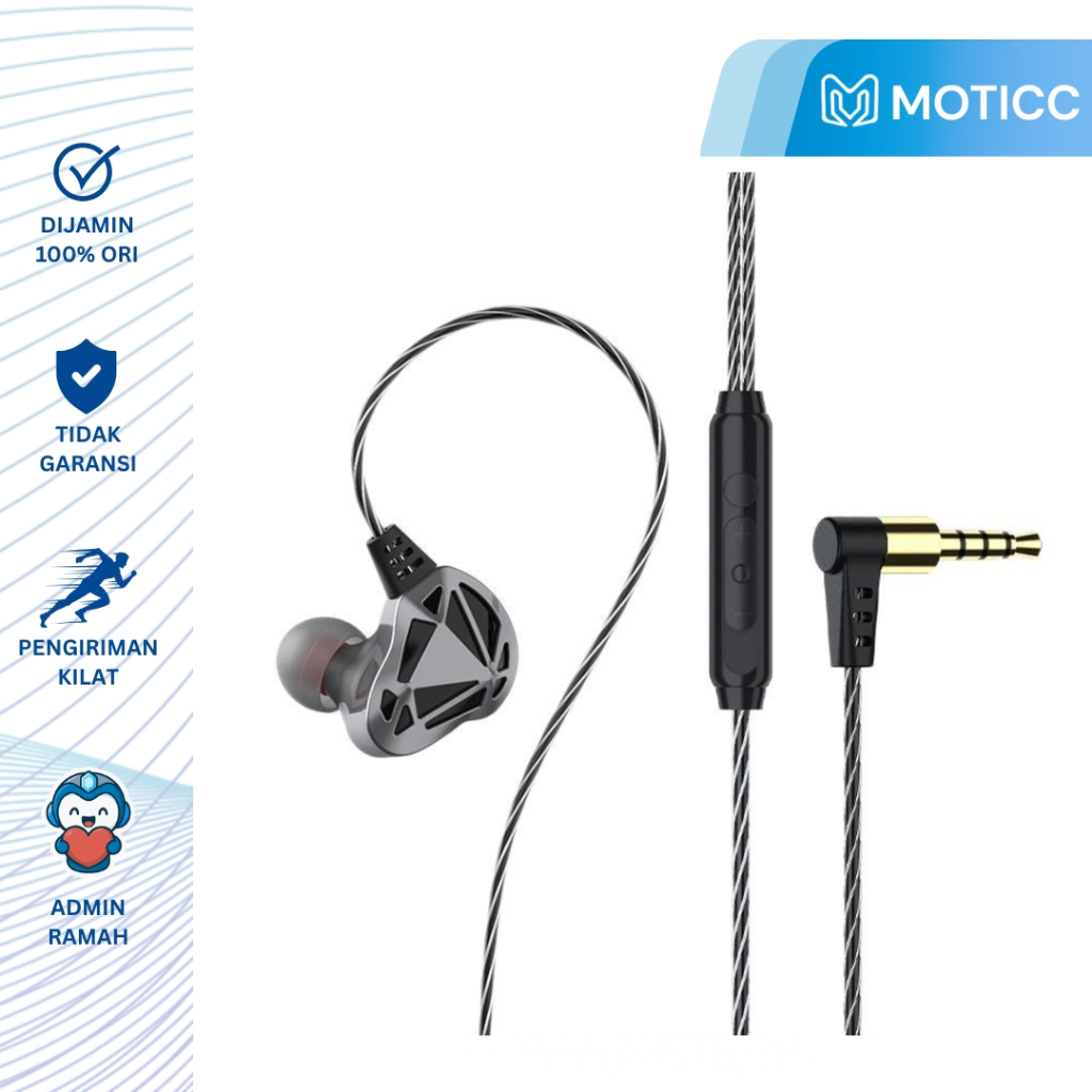 Headset Gaming Musik Stereo Bass Surround Hollow Dengan Mic QKZ KZ Earphone Gaming