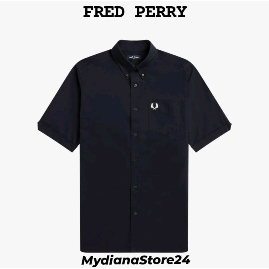 FRED PERRY - FRED PERRY OXFORD SHIRT - NAVY