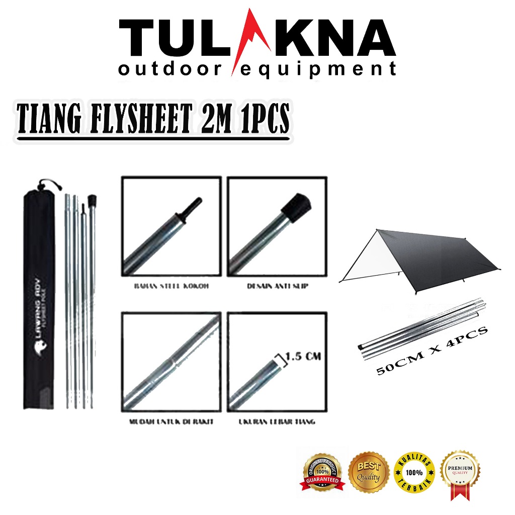 Tiang Flysheet Alumunium Alloy 2 Meter 1 Tiang