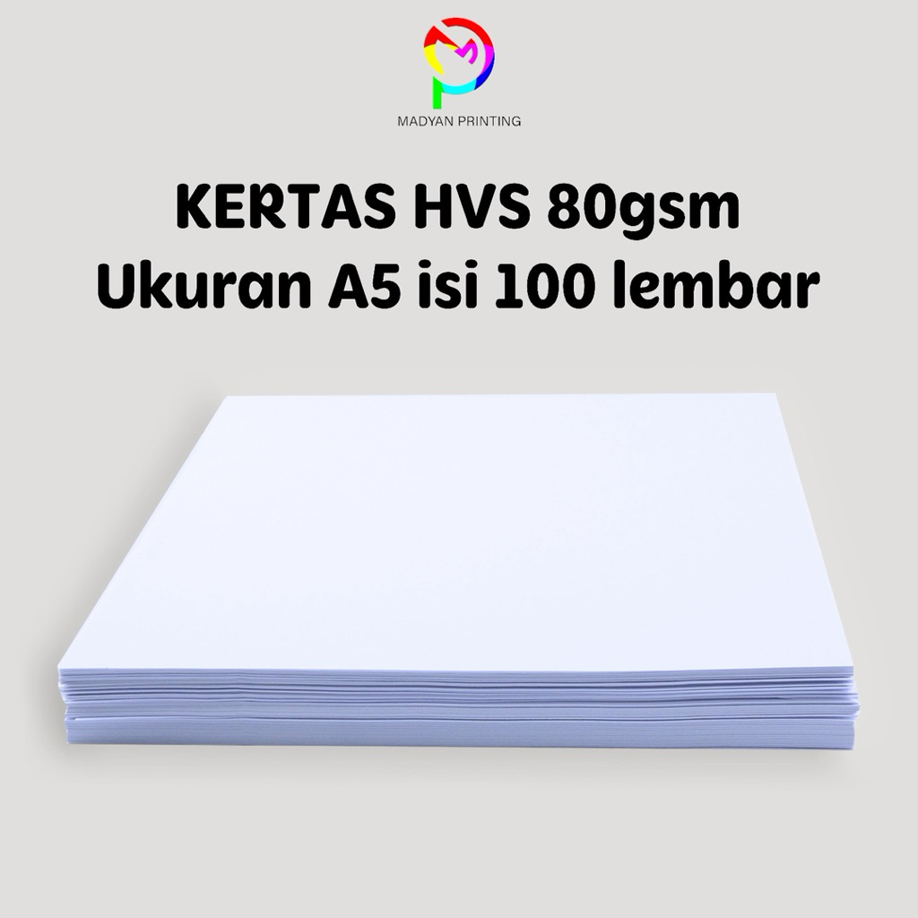 

Kertas HVS 80gsm Ukuran A5 isi 100 Lembar