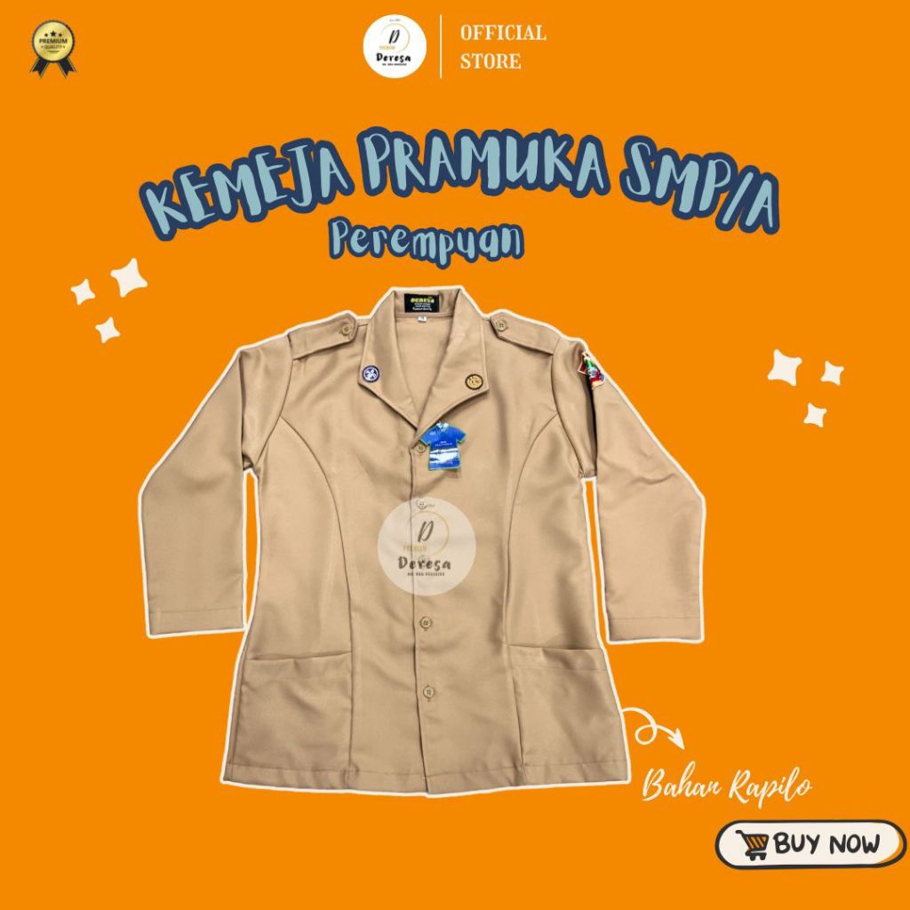 KEMEJA PRAMUKA PEREMPUAN  RAPILO (SNI) SMP/SMA LENGAN PANJANG