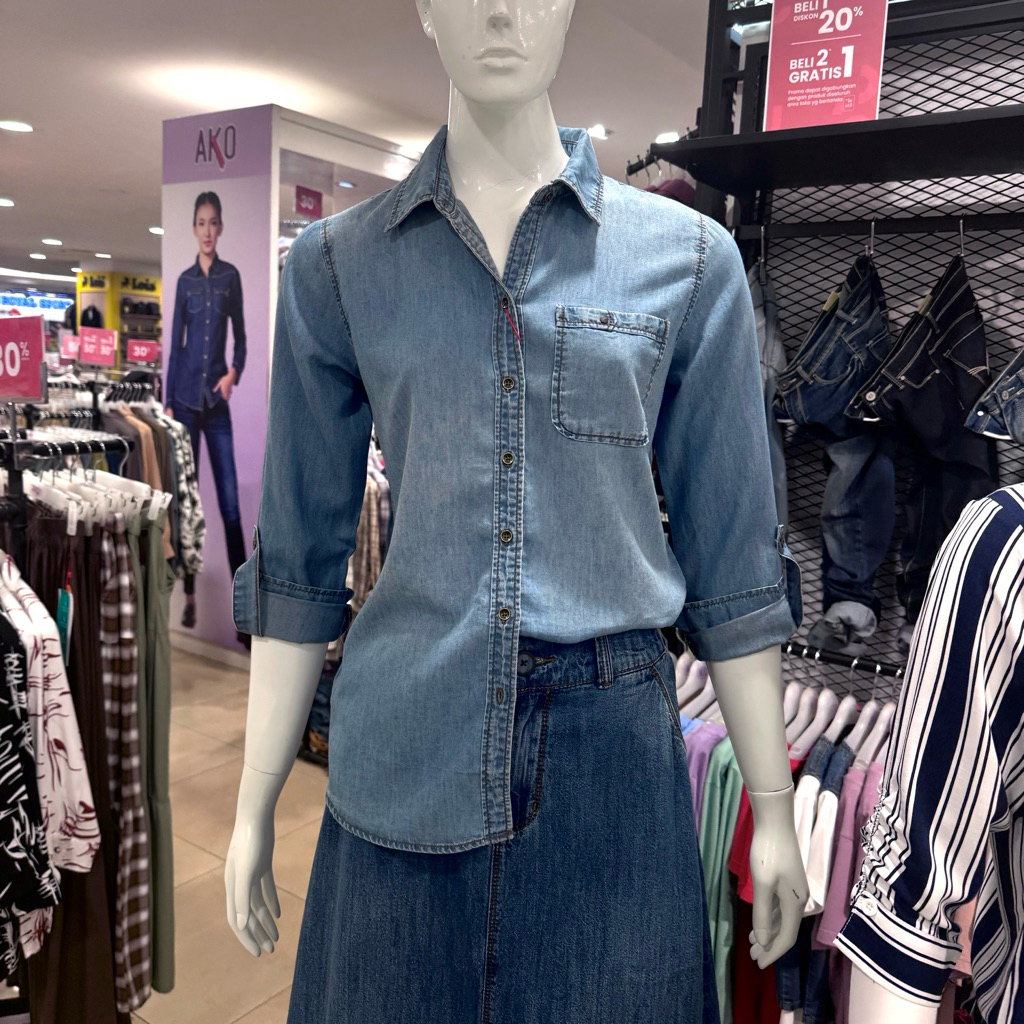 AKO - NEW Kemeja Jeans Denim Wanita (S-XXL)