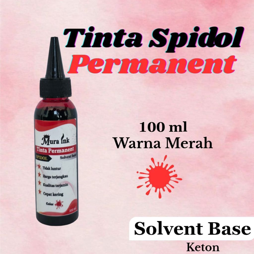 

Tinta spidol Permanent 100 ml Merah Solvent Base