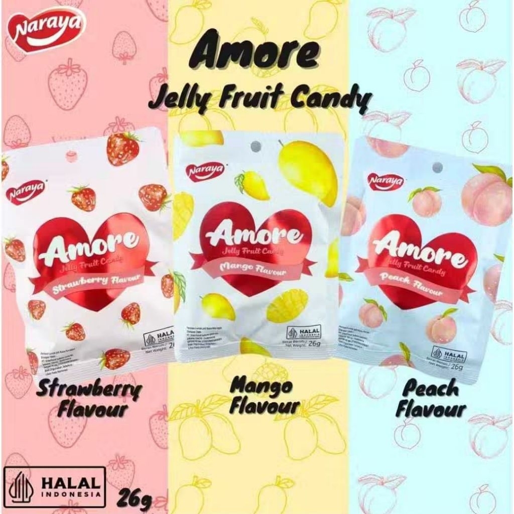 

Amore Jelly Fruit Candy / Permen Buah / Snack import / Permen Import HALAL BPOM