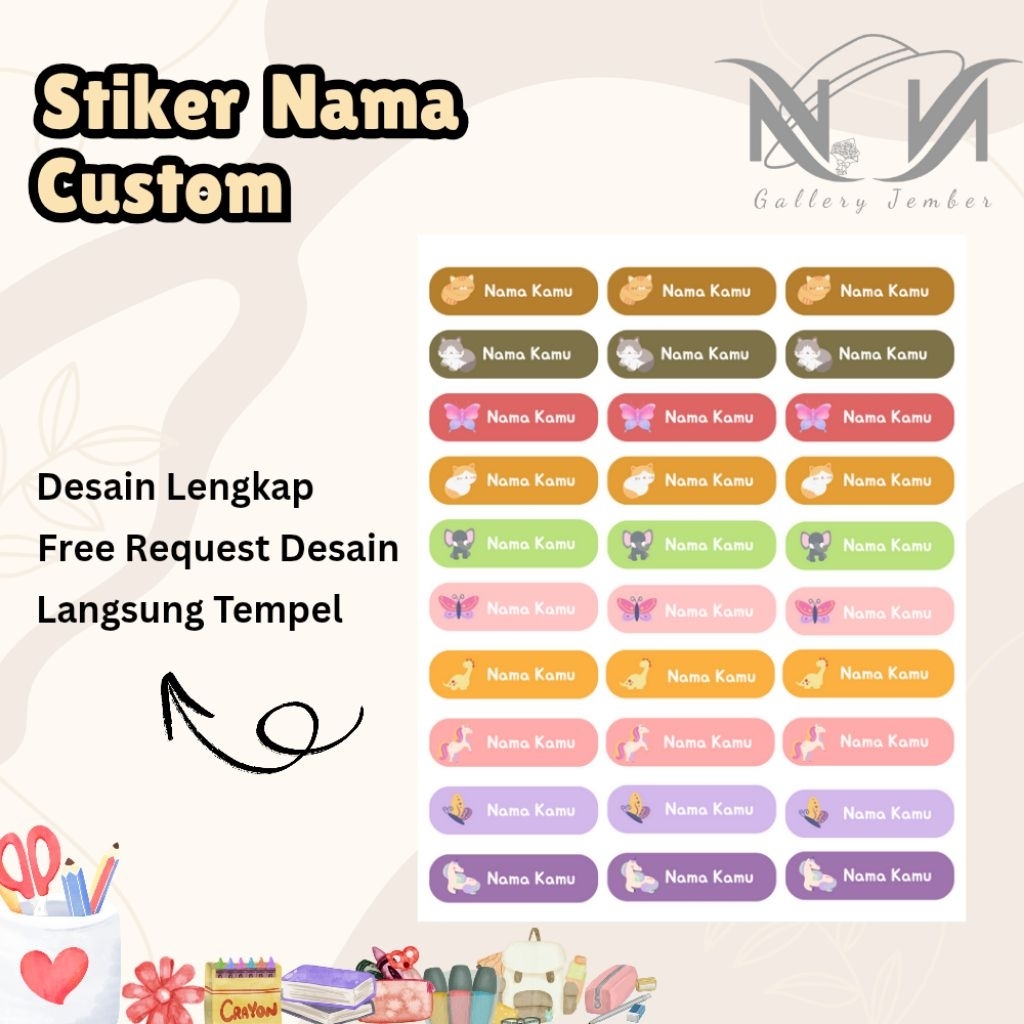 

Stiker 30 Pcs Stiker Nama ATK Anak/Stiker Nama Buku/Stiker Nama Custom