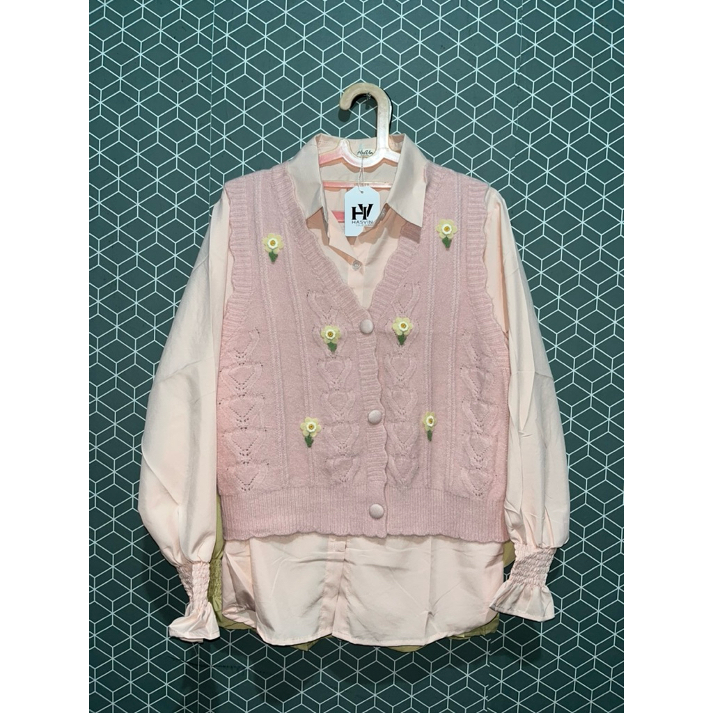 Hasvin Vest Top kemeja blouse atasan korea style outfit Hijab