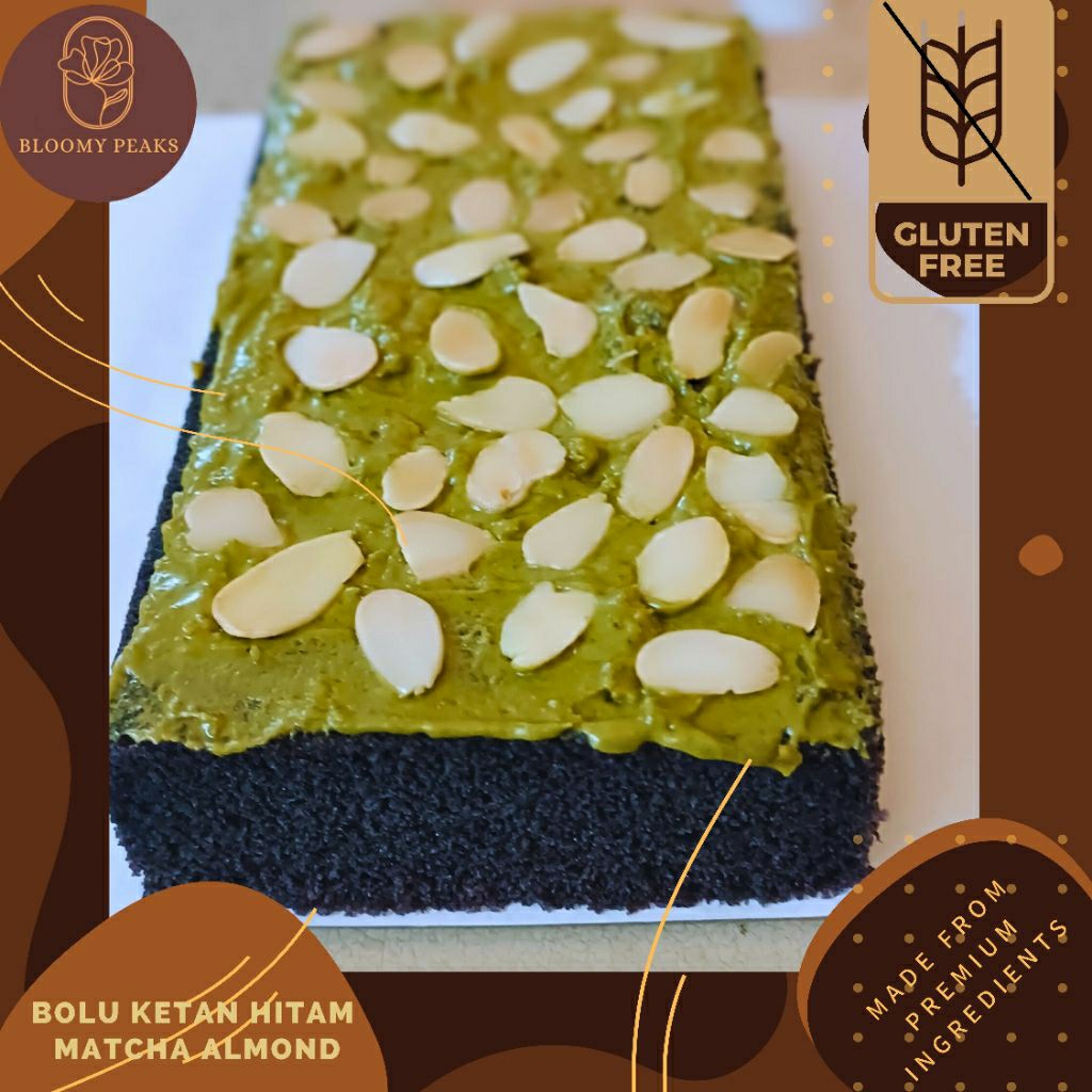 

Bolu Ketan Hitam Topping Matcha Green Tea Almond Gluten Free Cake