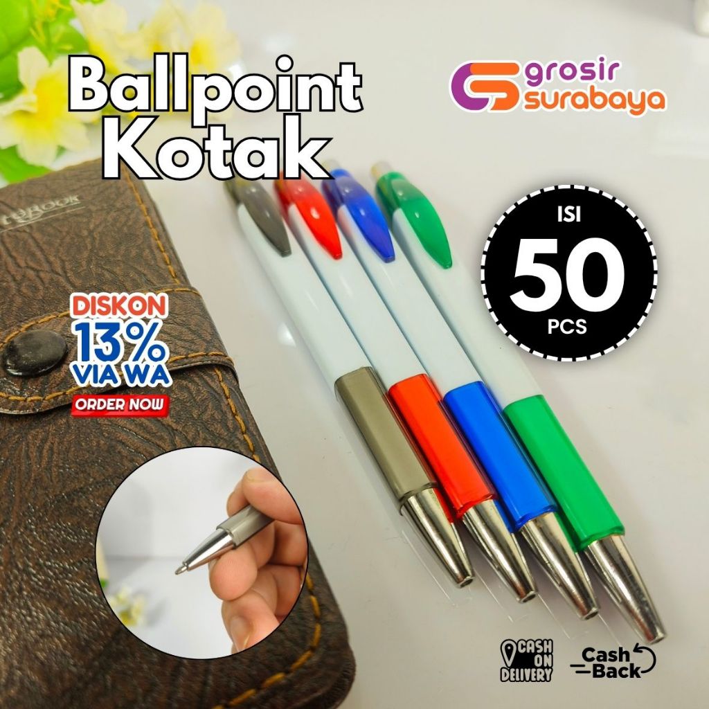 

[ISI 50] Ballpoint Square Bolpen Kotak Murah Souvenir Pernikahan Acara Dll