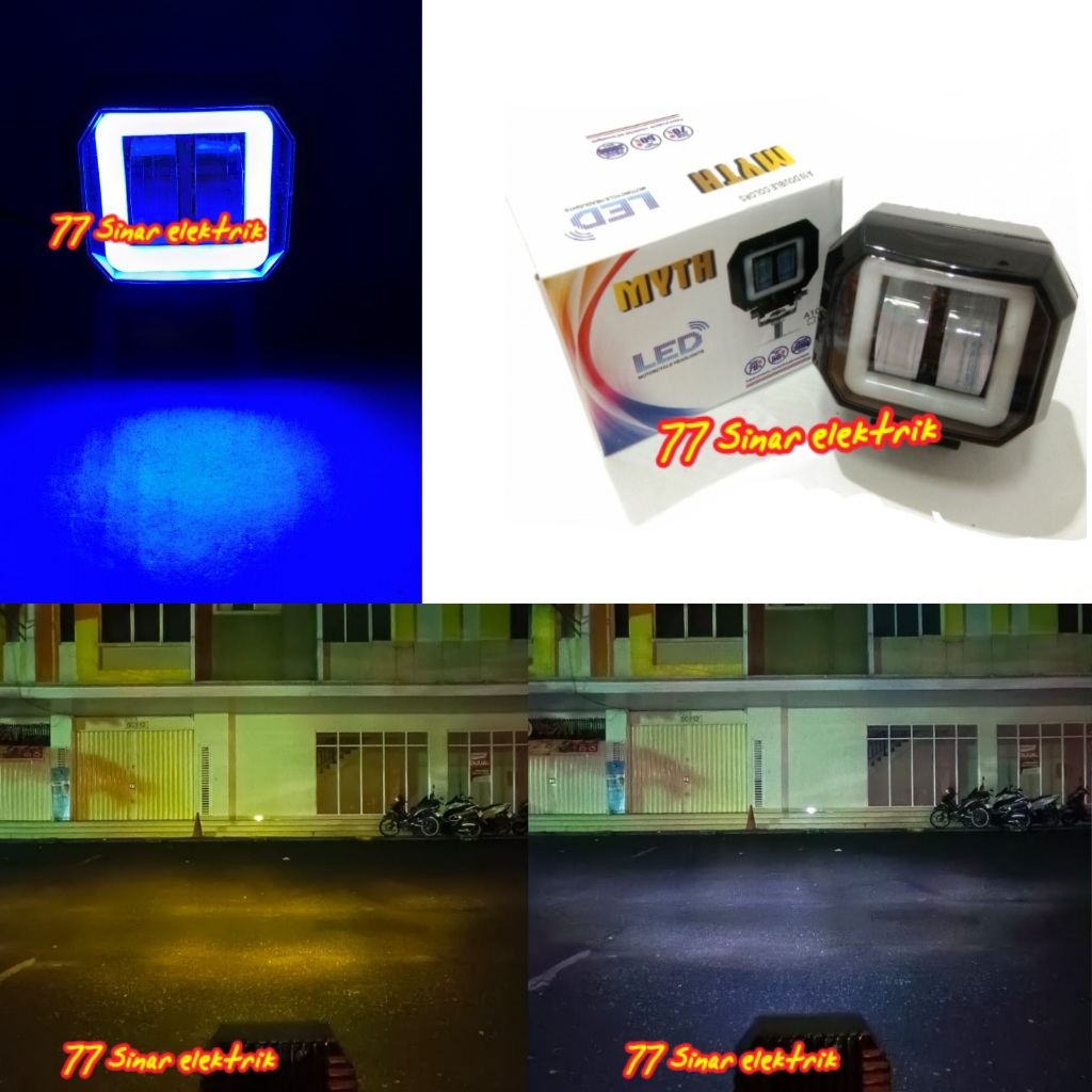 Lampu Tembak Led CWL 2 Mata Led MYTH 2 Warna Lensa 4D Lampu Tembak Sorot Led Motor Mobil