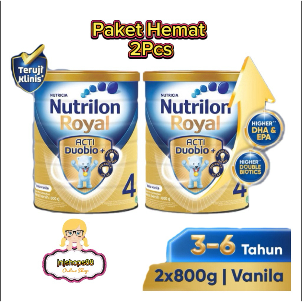 

Nutrilon Royal 4 Rasa Vanila 800gr x 2 Kaleng 3-6 Tahun (Exp 2027)