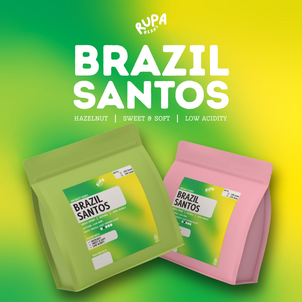

Biji Kopi 100% Arabica Single Origin Brazil Santos Specialty Coffee V60 Manual Brew by RupaBeans