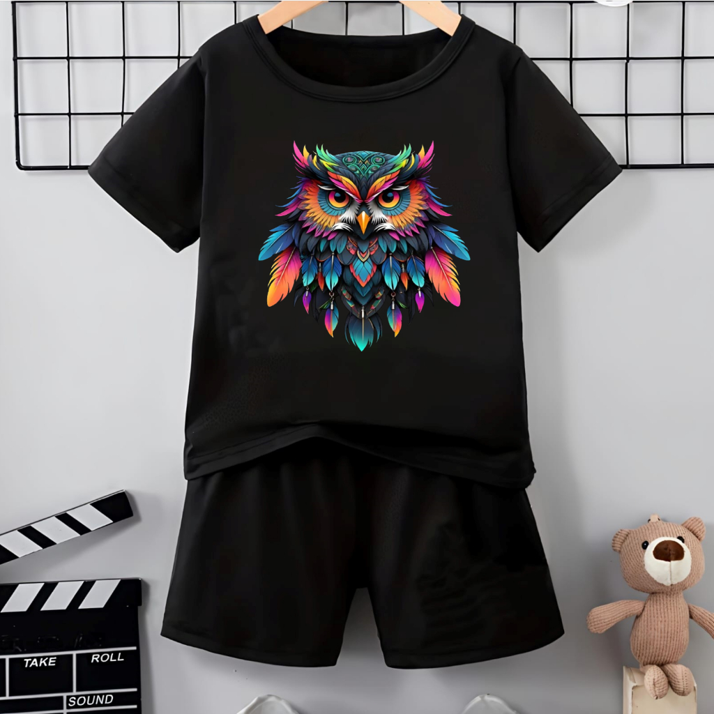Setelan Anak Motif Burung Hantu/Kaos Anak Perempuan/Kaos Anak Laki-Laki/Setelan Anak Terbaru/Kaos