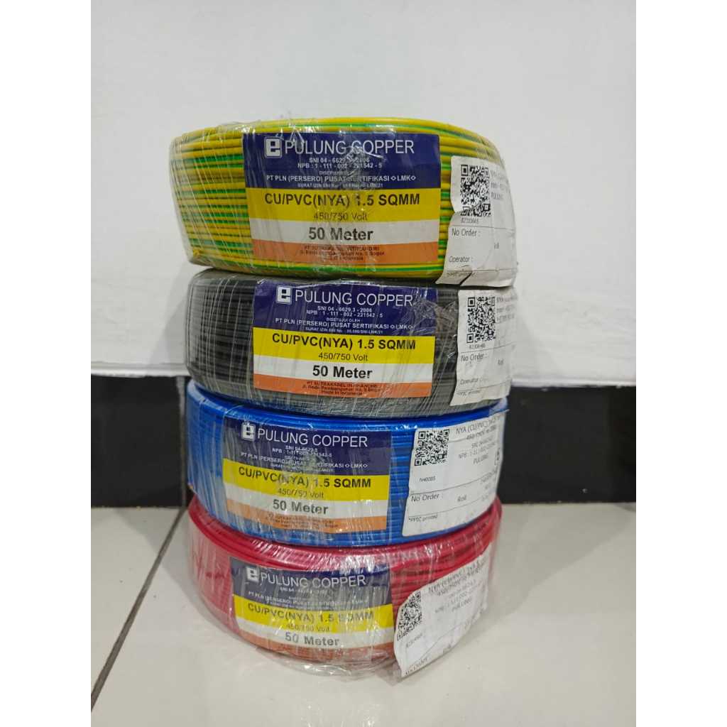 Kabel NYA 1.5 mm Tembaga Pulung Copper 50 Meter