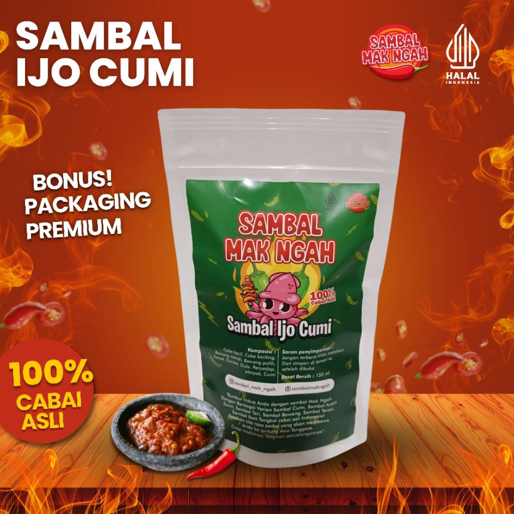 

Sambal Mak Ngah | Sambal ijo Cumi | Berat 150 ml