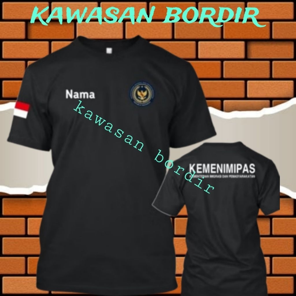 bordir t-shirt kemenimipas kaos kemenimipas seragam kemenimipas baju kemenimipas full bordir..