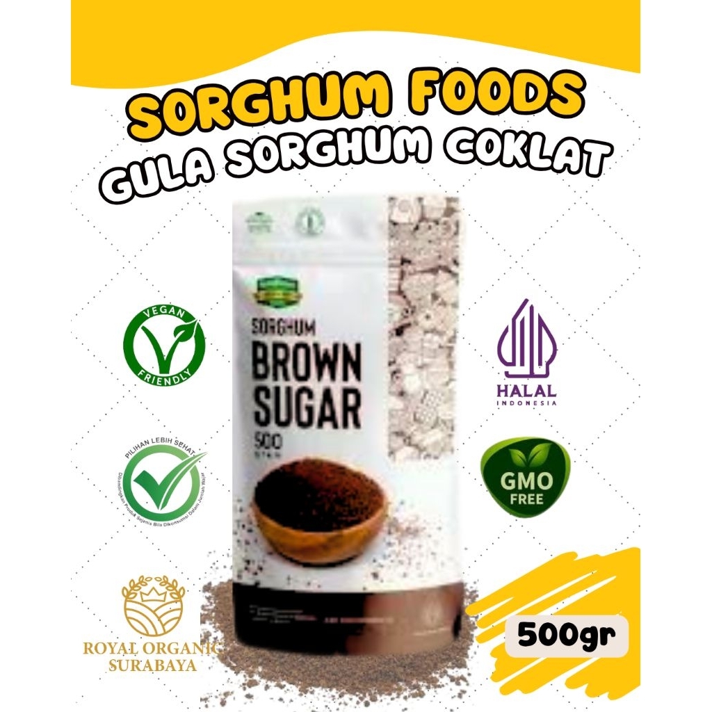 

Gula Sorgum Coklat Kemasan 500gr, Vegan Friendly,Non GMO,Gluten Free, Sorghum Foods