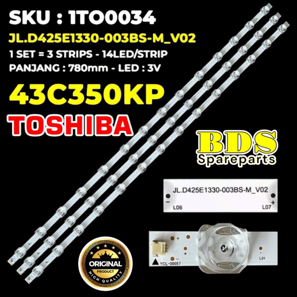 BACKLIGHT TV TOSHIBA 43 INC 43C350KP 43C350 KP