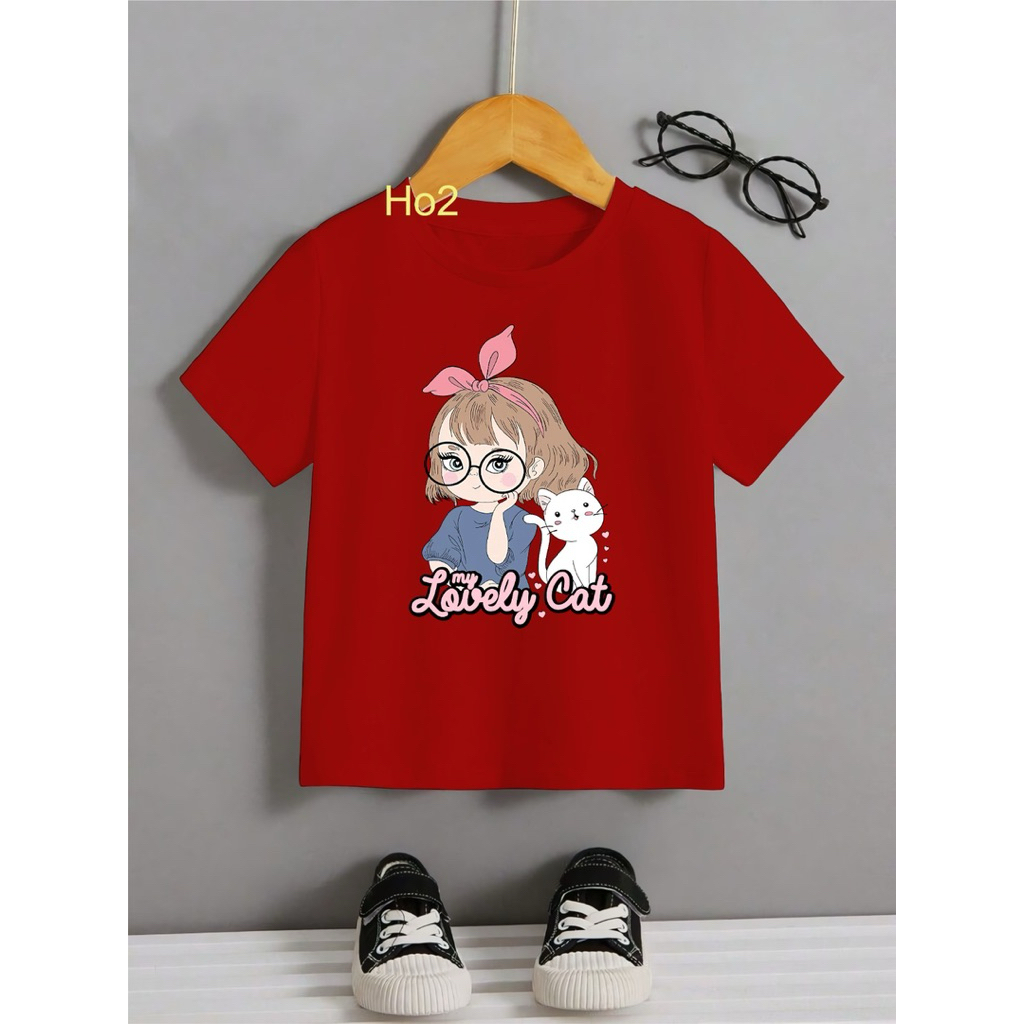 Kaos anak cewek untuk umur 2-10thn lengan pendek Baju anak perempuan
