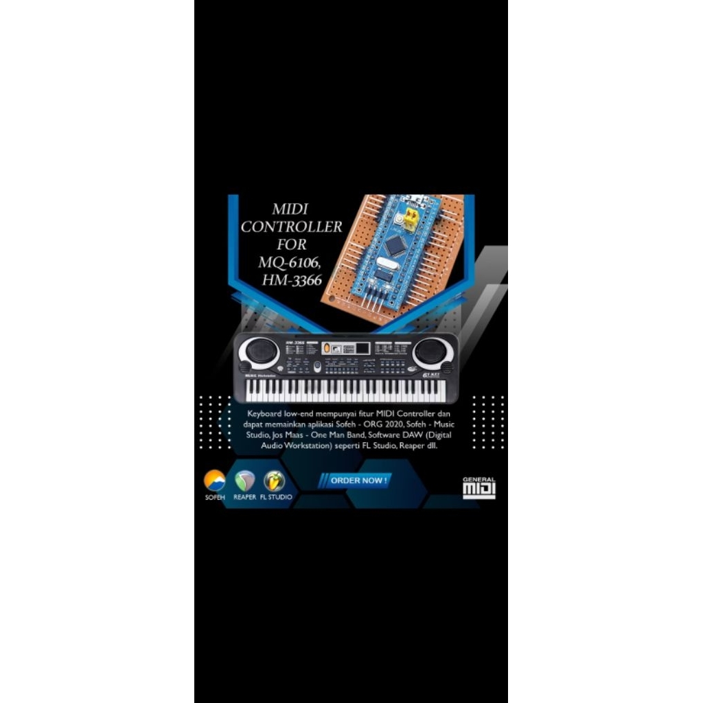 modul midi controller STM32 untuk HM3366/HM6611