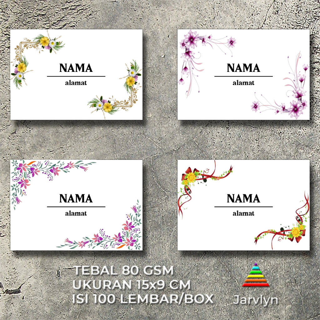 

Amplop Undangan Custom ukuran 152x90mm Cetak Nama dan Alamat Floral Series 99